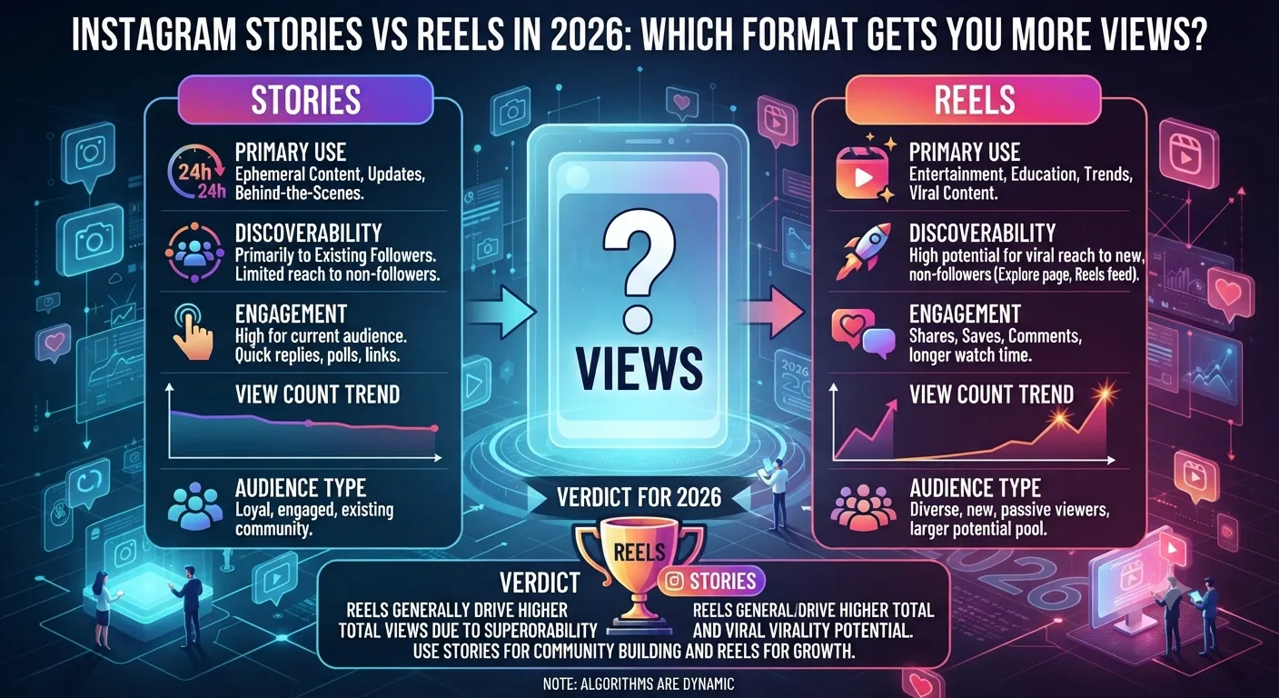 Instagram Stories vs Reels in 2026: Which Format Gets You More Views?