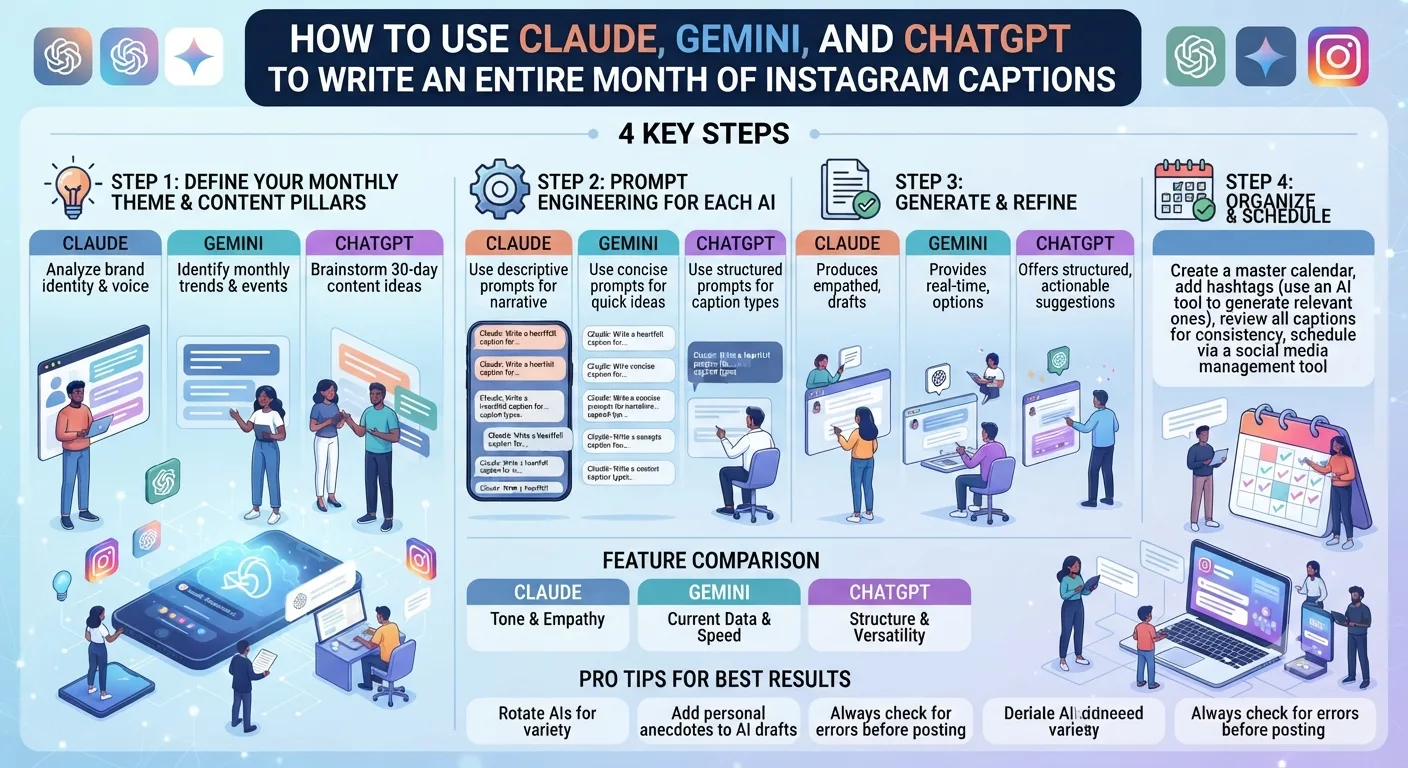 How to Use Claude, Gemini, and ChatGPT to Write an Entire Month of Instagram Captions