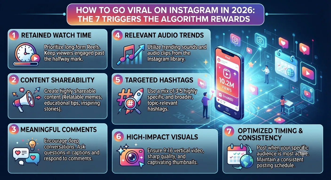 How to Go Viral on Instagram in 2026: The 7 Triggers the Algorithm Rewards