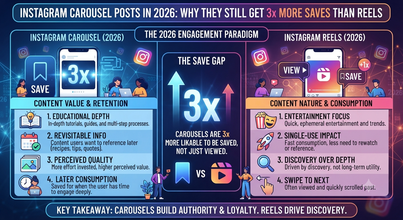 Instagram Carousel Posts in 2026: Why They Still Get 3x More Saves Than Reels