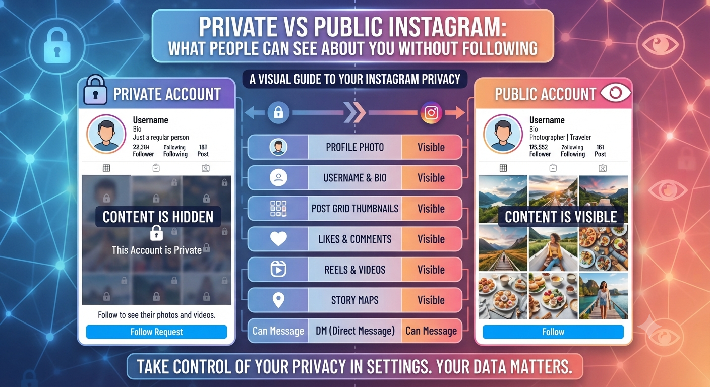 Private vs Public Instagram: What People Can See About You Without Following