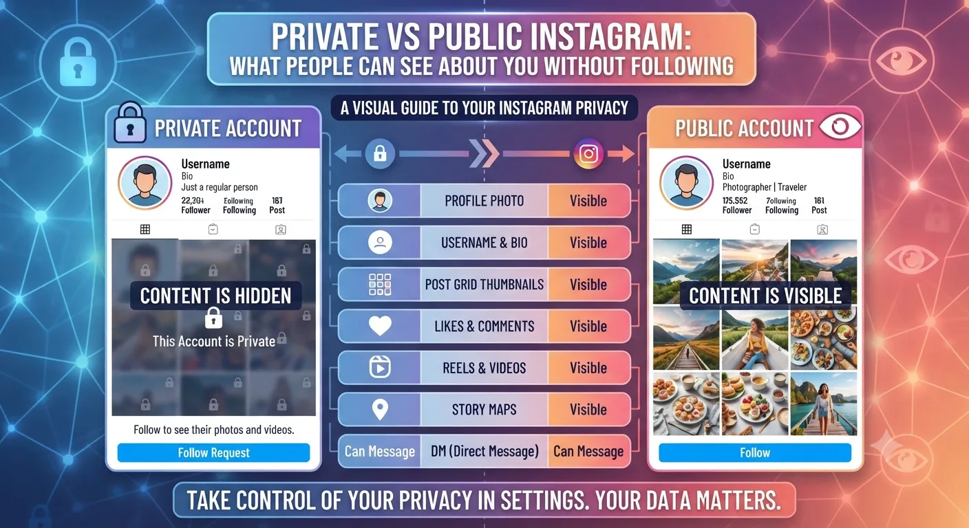 Private vs Public Instagram: What People Can See About You Without Following